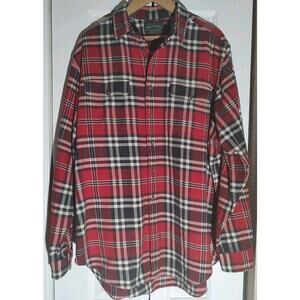 RALPH LAUREN POLO COUNTRY RED BUTTON DOWN PLAID FLANNEL SHIRT - XL